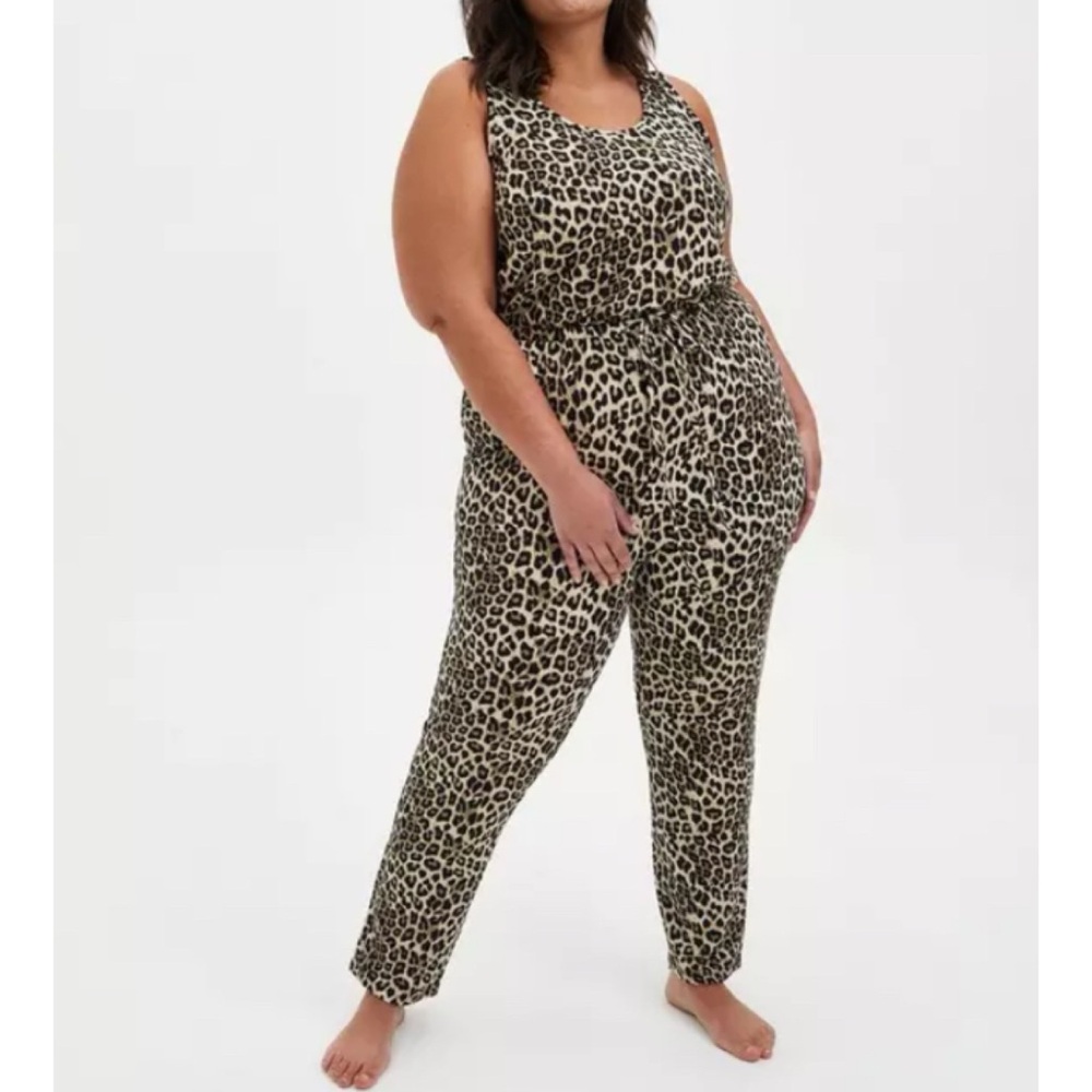 torrid Leopard Print Tank Jumpsuit in Tan and Black